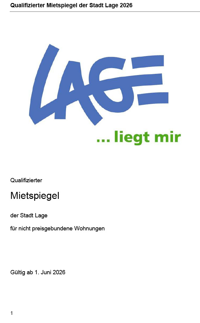 Mietspiegel der Stadt Lage 2026